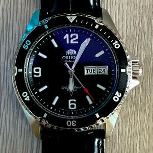 Orient Mako 2 Diver's Watch, Black Dial, Quick Release Leather Band
